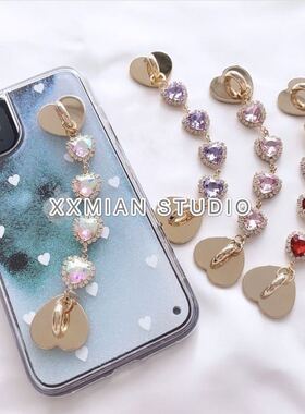 日本ins软妹ciar可爱larme少女系甜美爱心桃心钻手机壳挂件装饰链