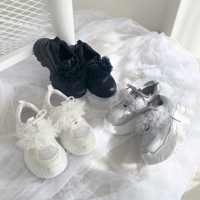 Mj两穿！甜妹网纱甜酷风厚底增加日系舒适休闲鞋运动鞋老爹鞋