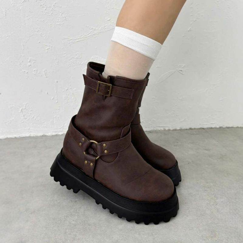 清仓99！NC轻量靴复古英伦厚底日系马丁靴骑士靴机车靴西部牛仔靴,女鞋,西部靴,淘宝优惠券,粉丝福利购,淘宝优惠卷