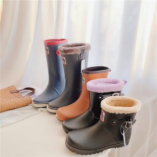 雨季BI备！复古日系原宿系保暖防水靴中筒防水胶鞋马丁靴女靴雨靴