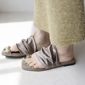 炒显高级感 懒人鞋 巨舒服复古法式 丝绸缎面套趾日系方头拖鞋