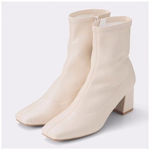 超显瘦显腿长！软皮软底轻便不累脚粗跟日系瘦瘦靴弹力靴切尔西靴