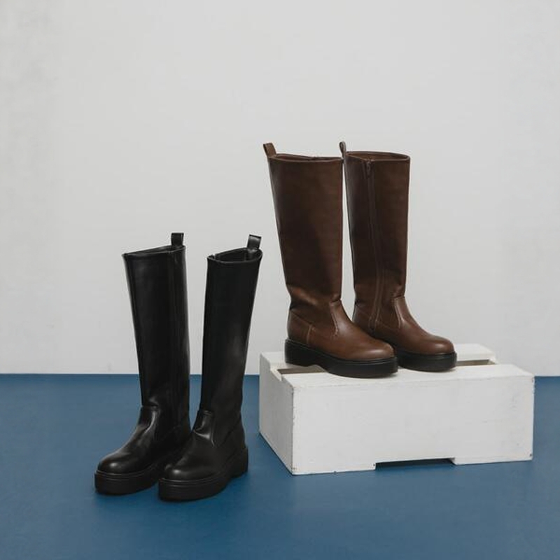 KBF好质感！日系高级感厚底增高显瘦百搭骑士靴长筒靴女靴高筒靴