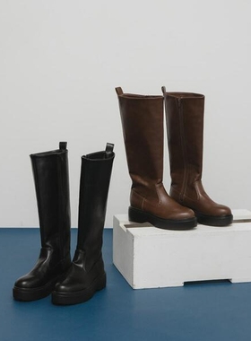 KBF好质感！日系高级感厚底增高显瘦百搭骑士靴长筒靴女靴高筒靴