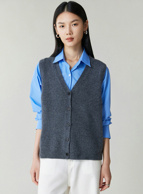 ZS6028-女26纯绒双股V开衫马甲
