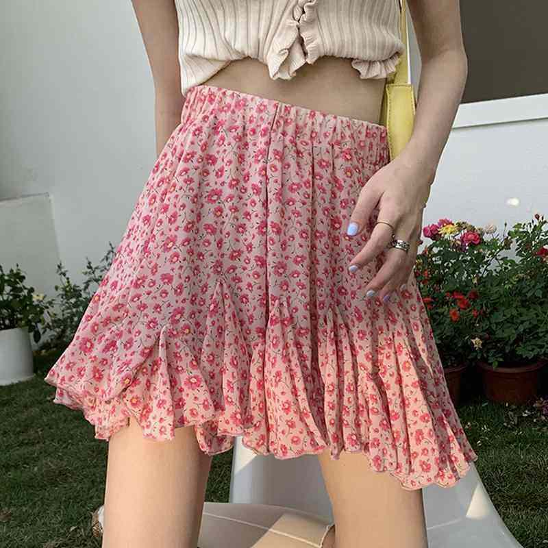 少女粉色碎花短裙雪纺裙女夏季韩版网红荷叶边裙高腰半身通勤在类目 女装/女士精品, 半身裙中 - 来自Buy2taobao.com提供专业的淘宝代购服务