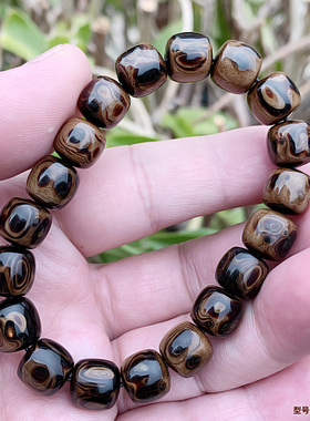 天然海柳手串血柳手链男女款情侣佛珠桶珠鼓珠10X10mm鬼脸纹包邮