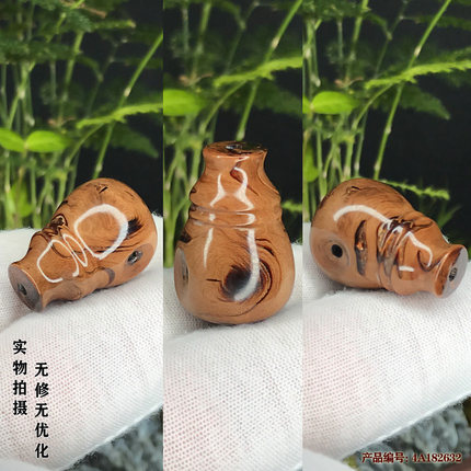 柳工坊保真血柳海柳一体三通手串手链项链散珠配件精品黄纹包邮