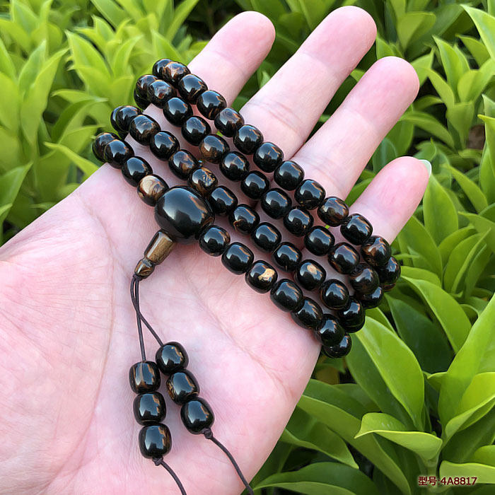 天然保真海柳手串佛珠念珠项链手链鼓珠桶珠108颗8x8mm金丝纹包邮