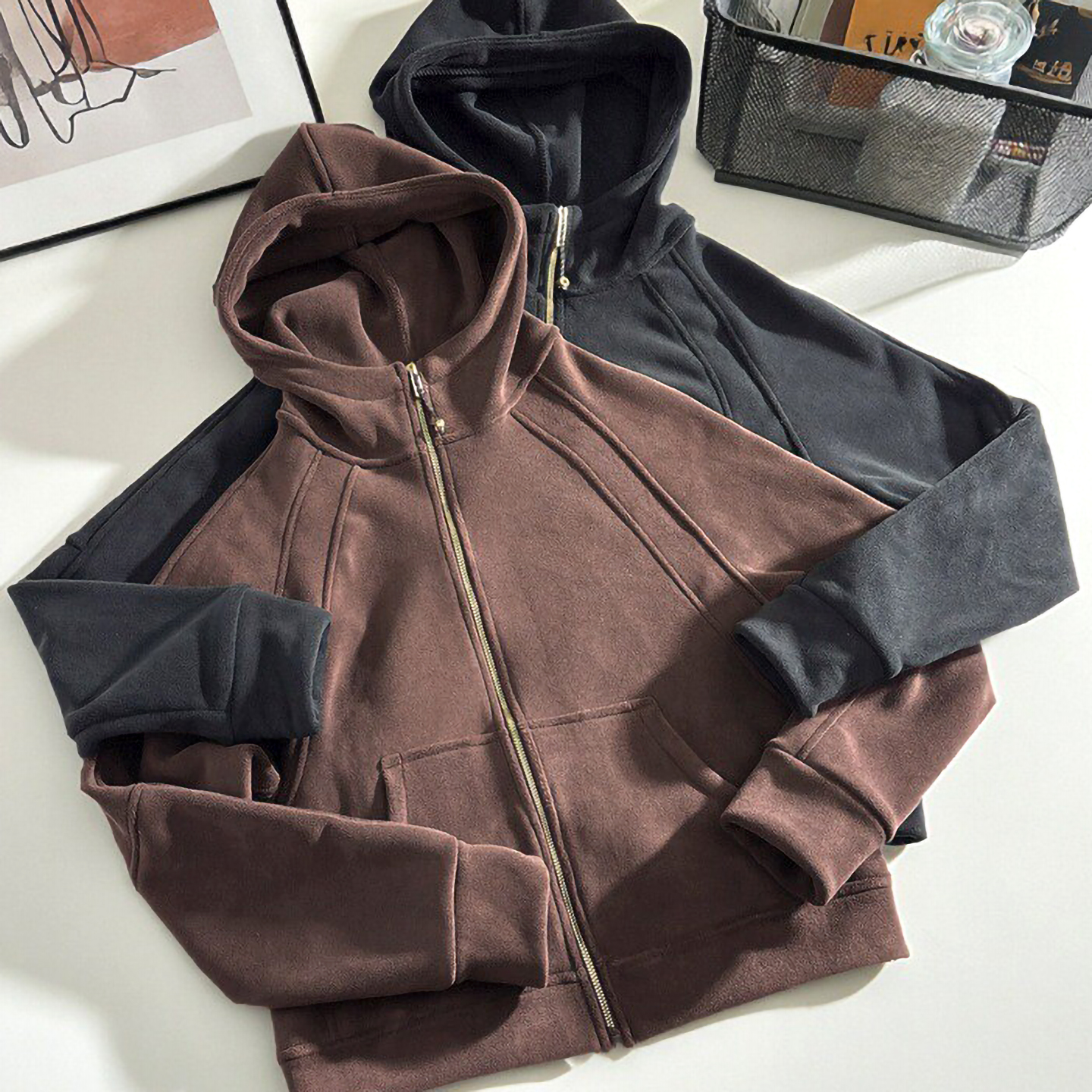 韩版宽松女加绒加厚拉链外套