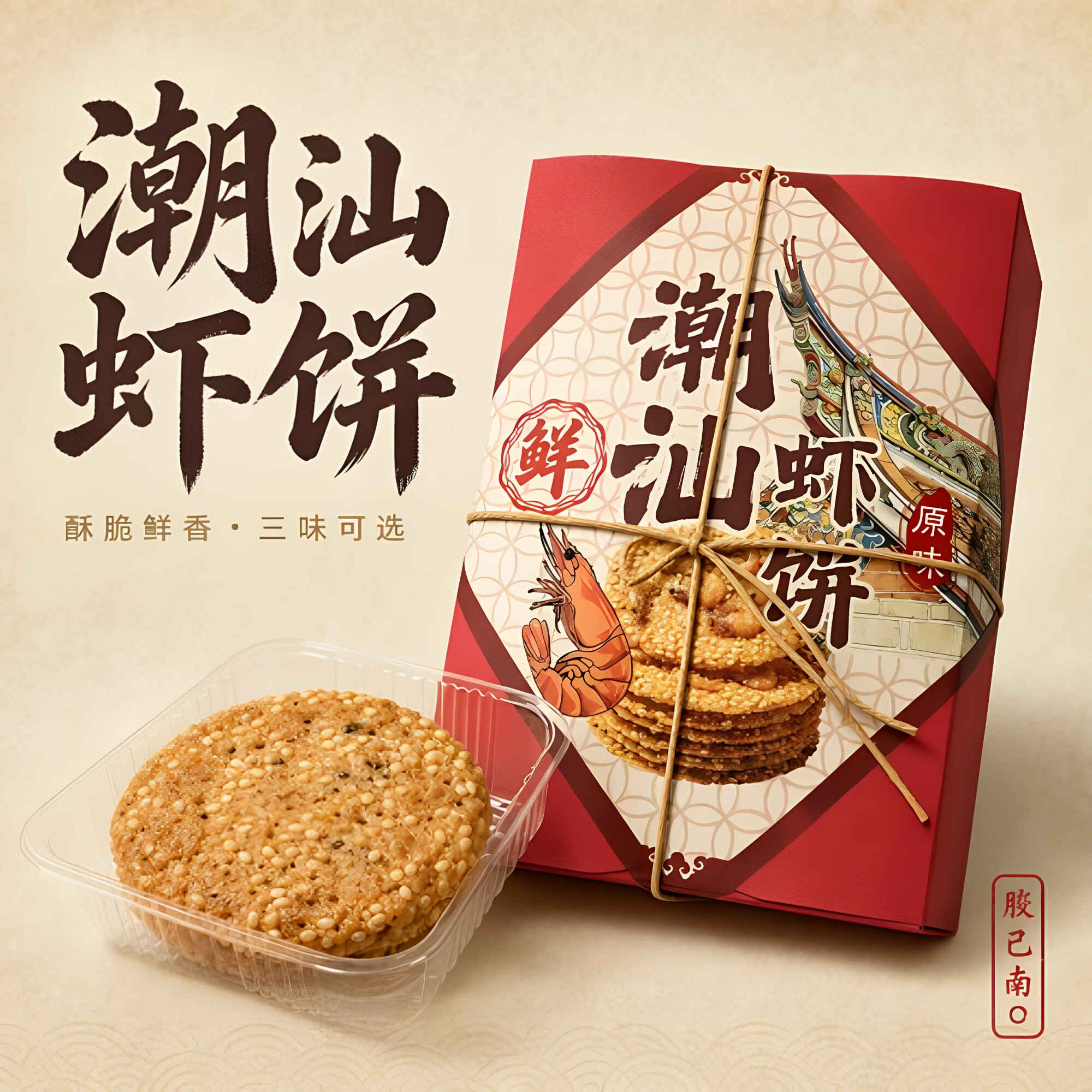 潮汕特产潮汕虾饼南澳特产正宗传统糕点小吃零食手信伴手礼礼盒装