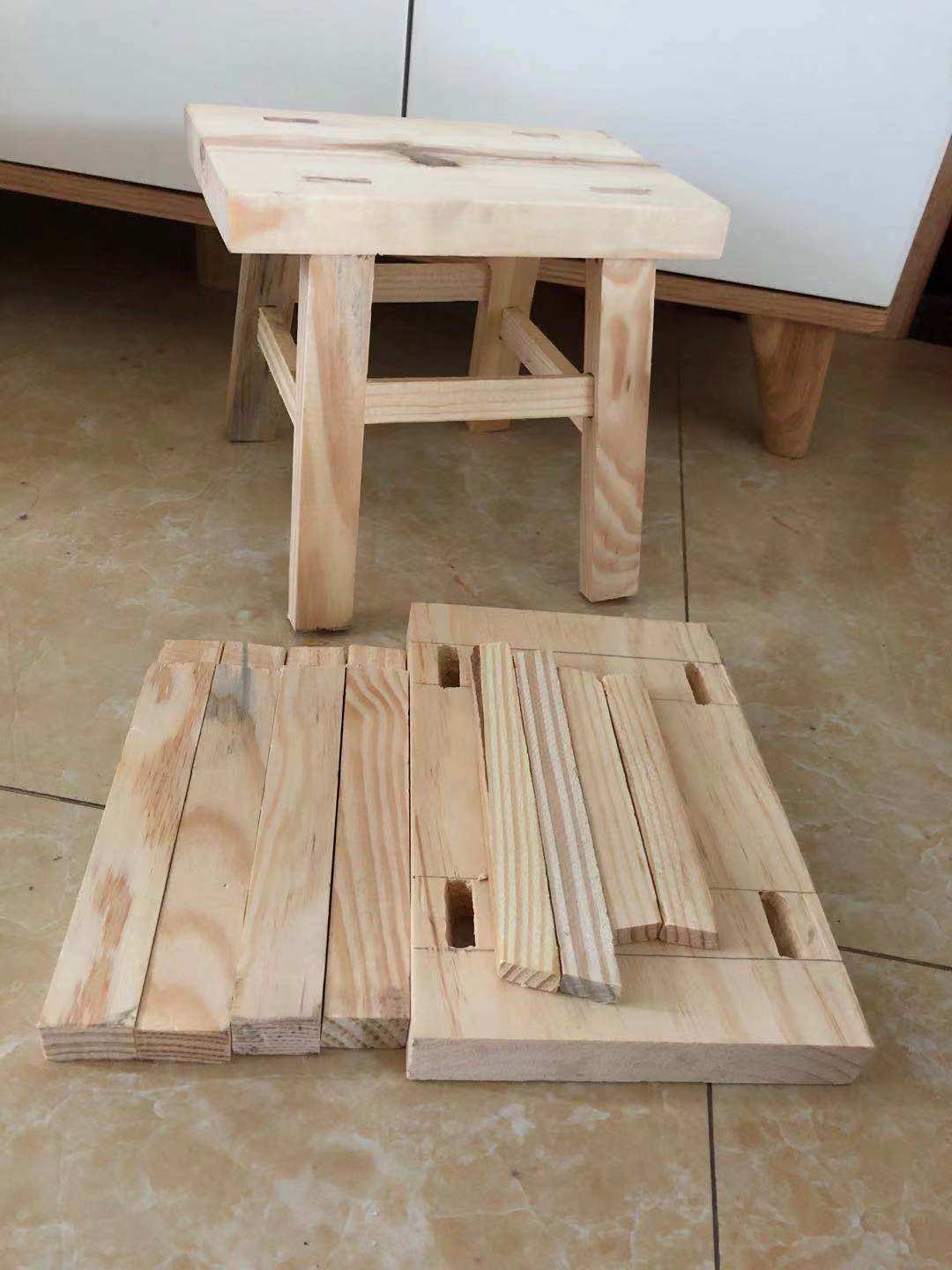 榫卯手工板凳四根横档创意diy散装半成品高中通用技术木工教具凳