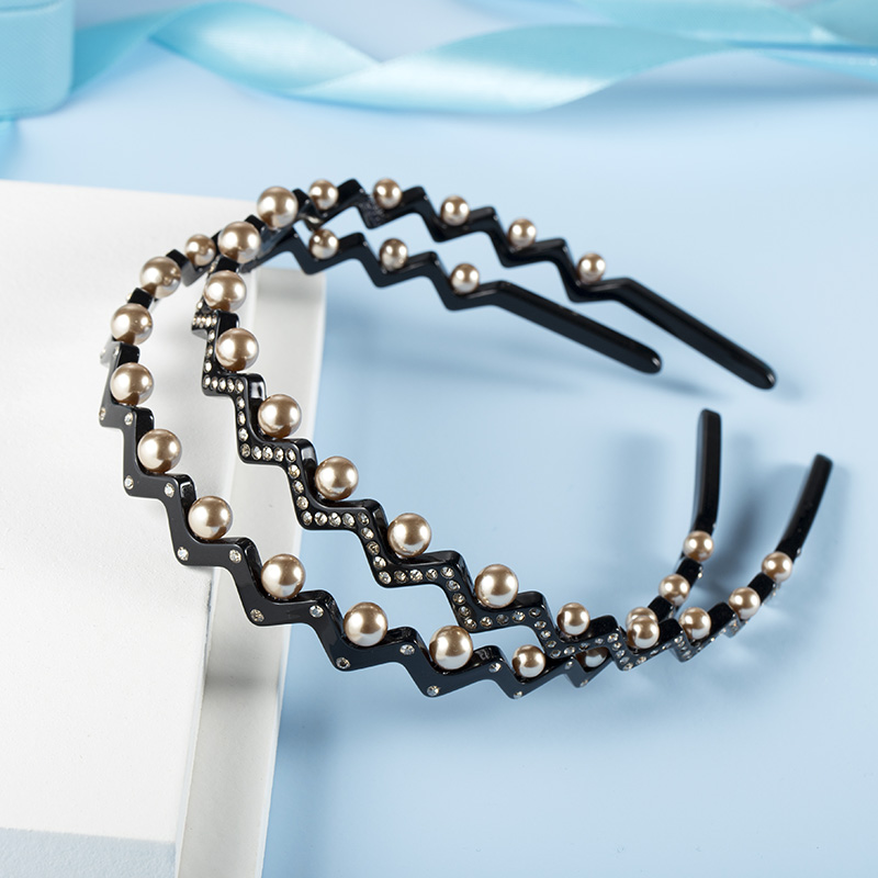 法式优雅波浪珍珠水钻碎发发箍