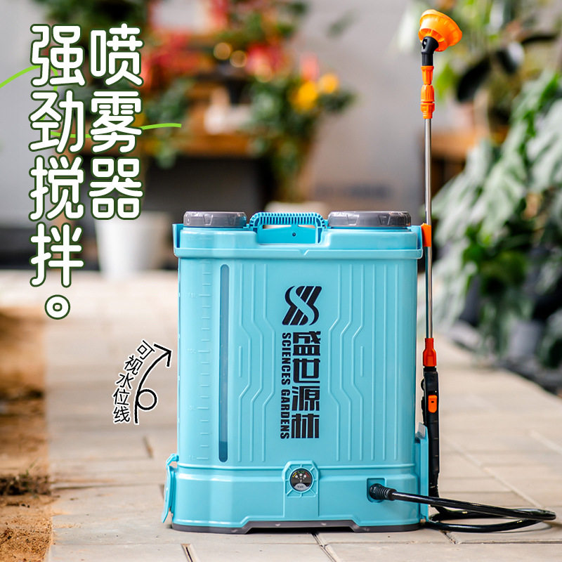 跨境电动喷雾器农药搅拌水位线显示喷雾器16L20L背负式电动喷雾器