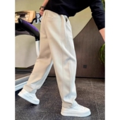 秋冬男款 子休闲痞帅高级感 潮牌加绒加厚裤 重磅卫裤 纯色百搭运动裤