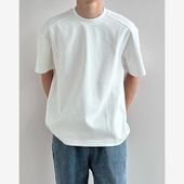 夏季 T恤男宽松简约打底上衣百搭潮 复古重磅纯棉300G短袖 新款 美式