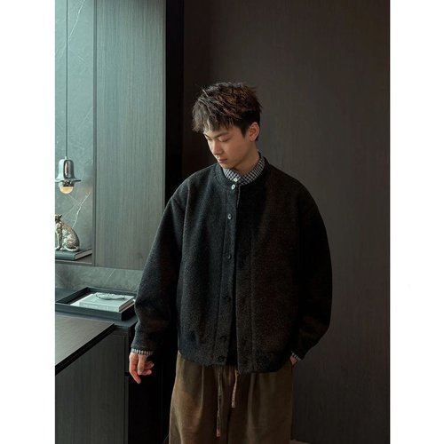 秋冬重磅复古高质感外套男装拼接