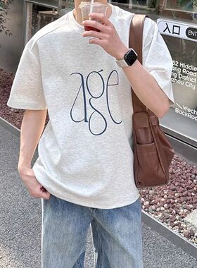 夏季新款重磅纯棉320Gt恤短袖印花字母休闲圆领上衣男生宽松百搭