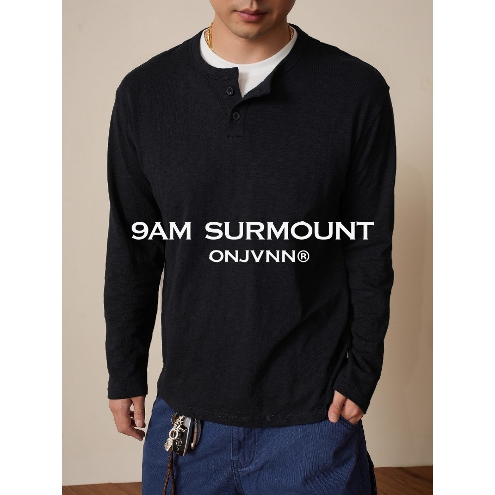 秋季新款竹节棉亨利假两件长袖T恤男打底衫休闲复古设计个性上衣,男装,T恤,淘宝优惠券,粉丝福利购,淘宝优惠卷