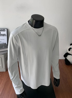 美式cleanfit解构重磅纯棉360g长袖t恤男秋季潮牌内搭打底衫上衣