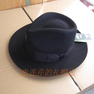 丽华新款英伦复古潮流纯羊毛礼帽爵士帽上海滩许文强周润发表演帽