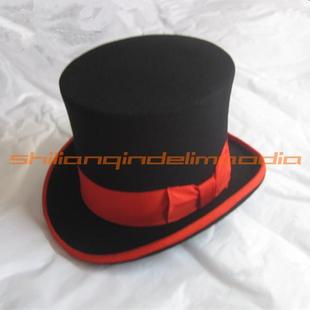 丽华纯羊毛英伦新款羊毛总统帽高筒顶平顶帽魔术帽小丑帽子