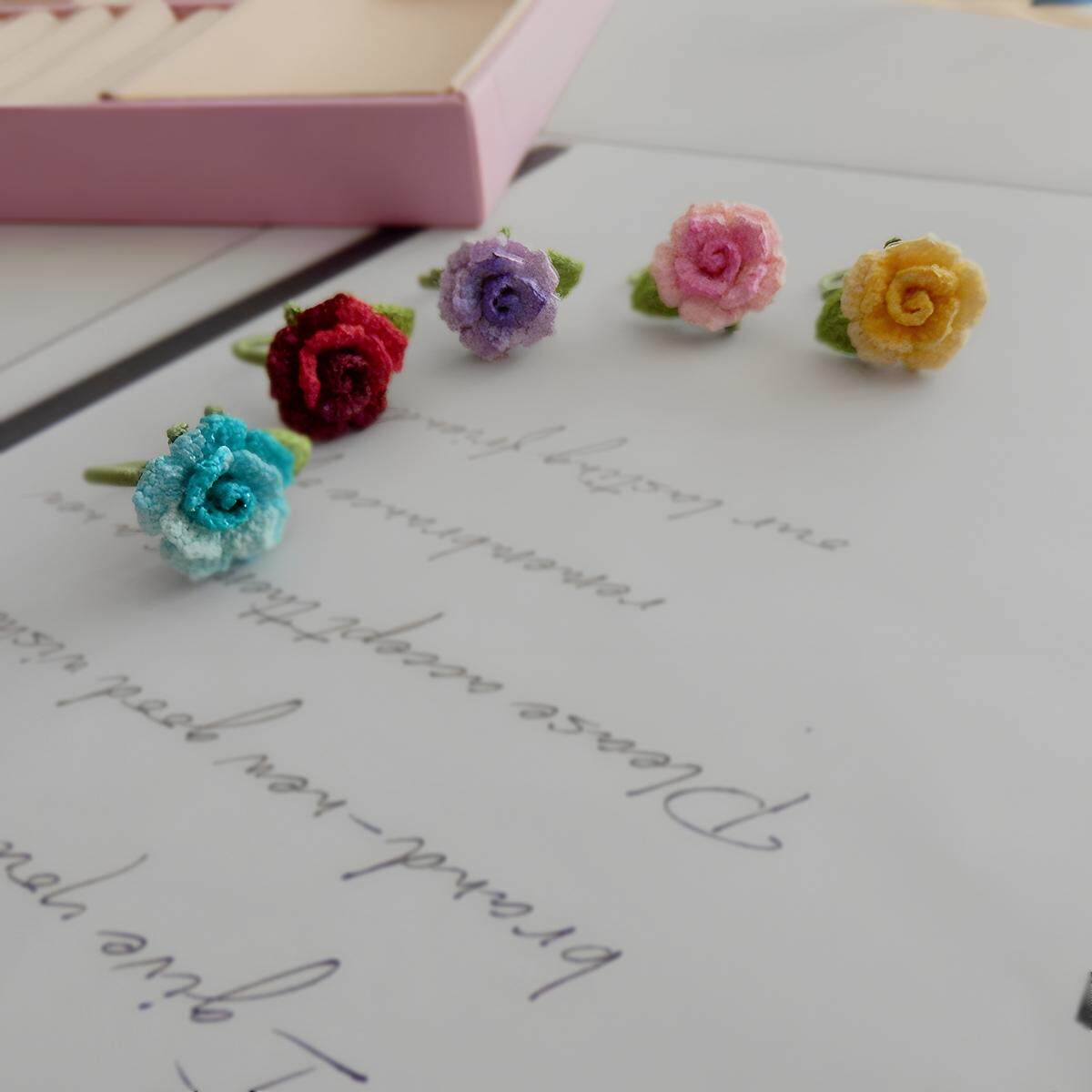 铭约饰界手工微钩立体玫瑰花戒指