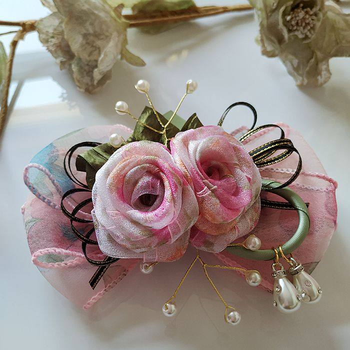 【铭约饰界】手工发饰/发夹/扭扭夹/生日礼物粉色系创意绢花
