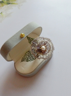 手工微钩编织铜丝可调节大小戒指