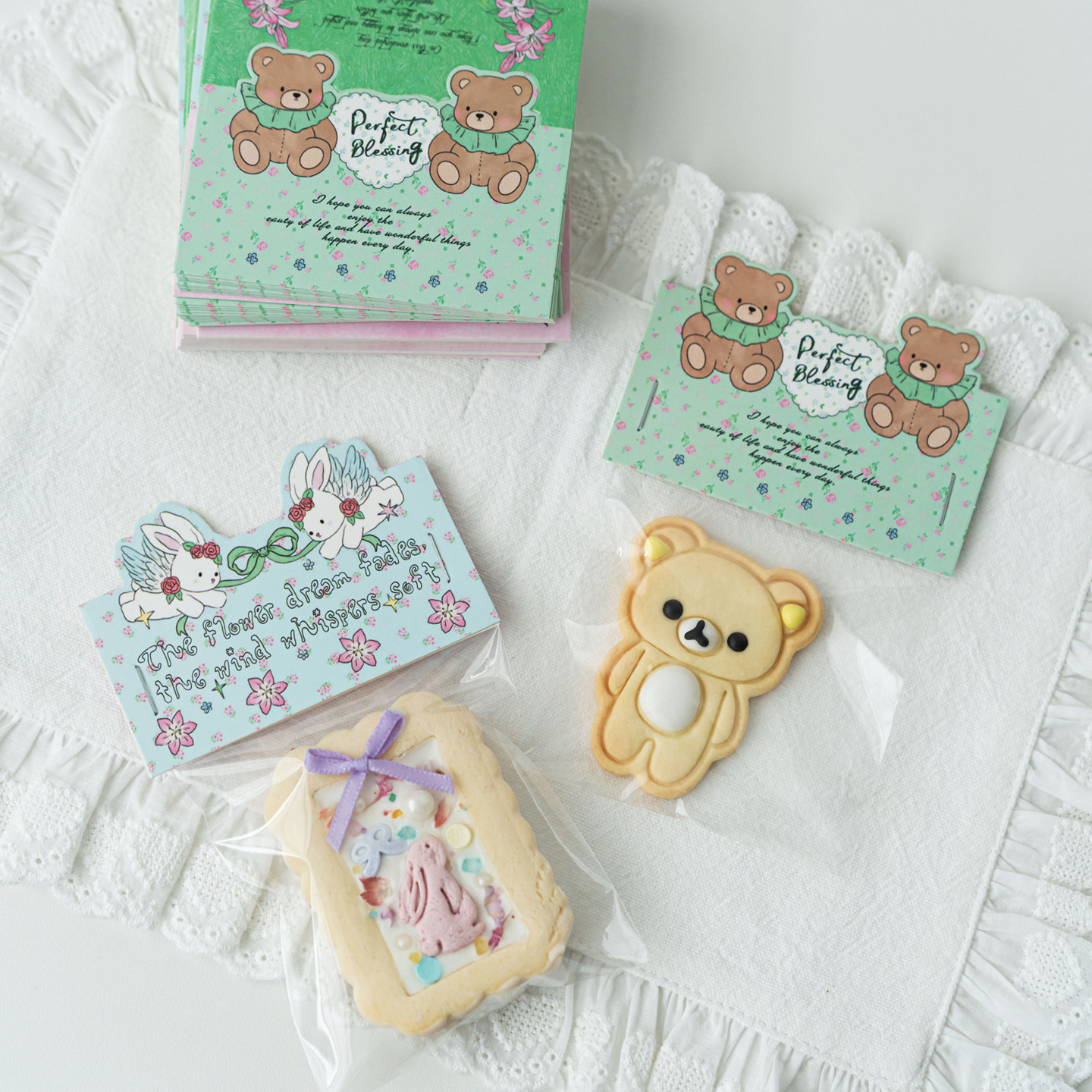 春日卡通曲奇糖霜饼干包装袋卡头页眉烘焙装饰卡片定制logo清明节