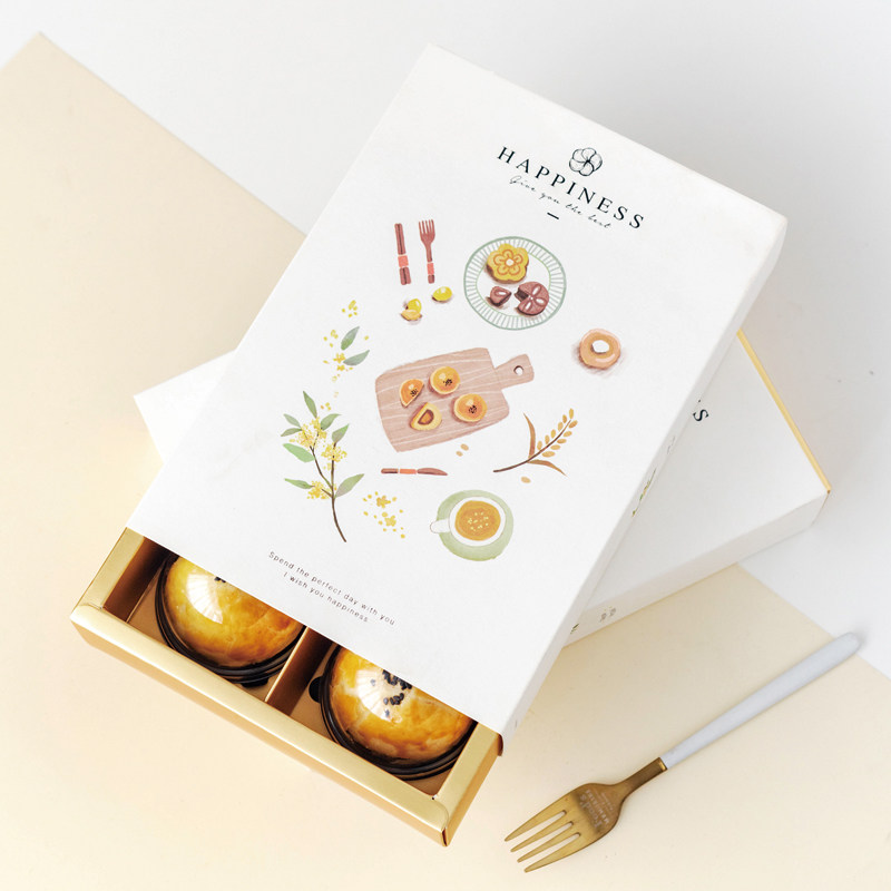手绘中秋蛋黄酥包装烘焙手工月饼饼干雪媚娘绿豆糕空盒子定制中秋