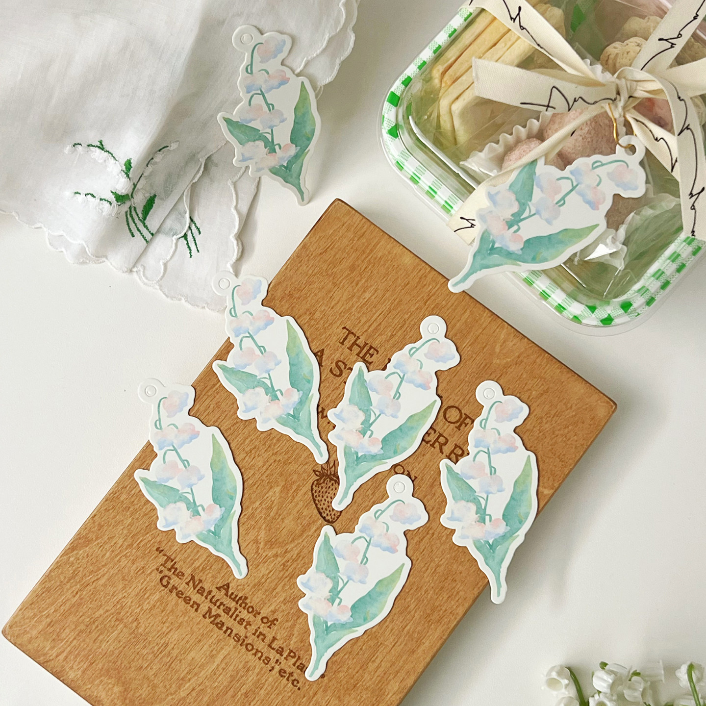 2026新款端午节绿豆糕包装春日铃兰吊牌卡片烘焙饼干伴手礼定制