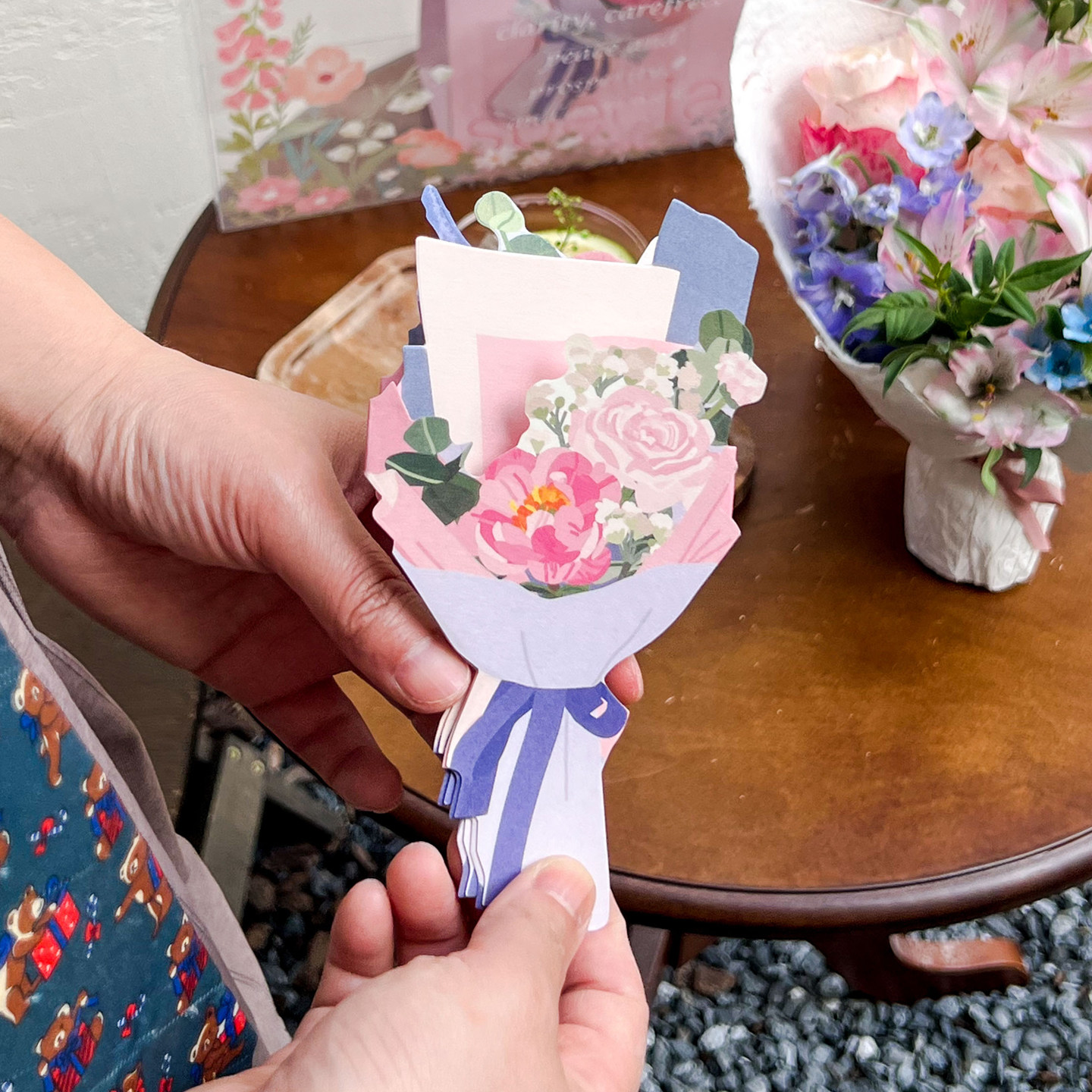 创意2026鲜花花束卡片生日母亲节情人节520七夕贺卡送礼品吊牌