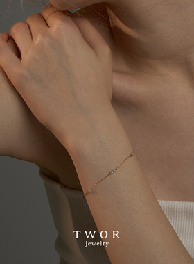 TWOR女18K金海水珍珠手链