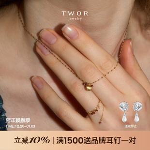 红宝石丝绒项链女细锁骨链 ruby TWOR Au750肌肤链手工18k金baby