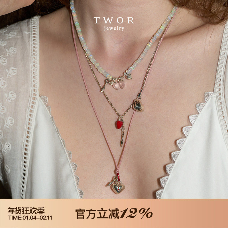 TWOR/手工桑蚕丝真丝绳s925银透底红心锁盒子项链女小众高级礼物,饰品/流行首饰/时尚饰品新,银饰项链,淘宝优惠券,粉丝福利购,淘宝优惠卷