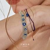 TWOR缇坞 S925银青金石编织宽手链女轻奢小众精致叠戴纯手工手饰