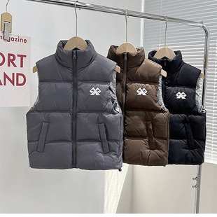儿童羽绒女童马甲秋冬韩版男童外穿背心中小童宝宝校服坎肩加厚