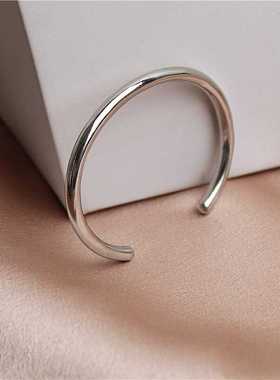 日韩男女金属镀白金色开口手镯