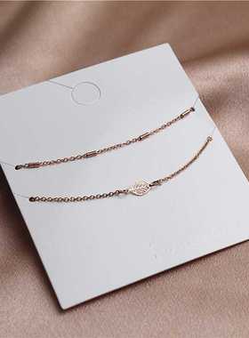 新款简约树叶玫瑰金色手饰时尚女