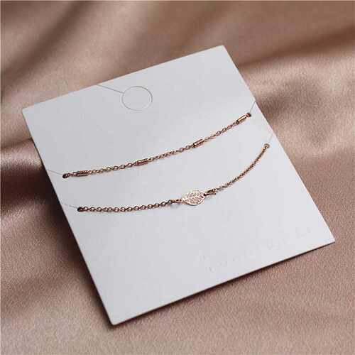 新款简约树叶玫瑰金色手饰时尚女