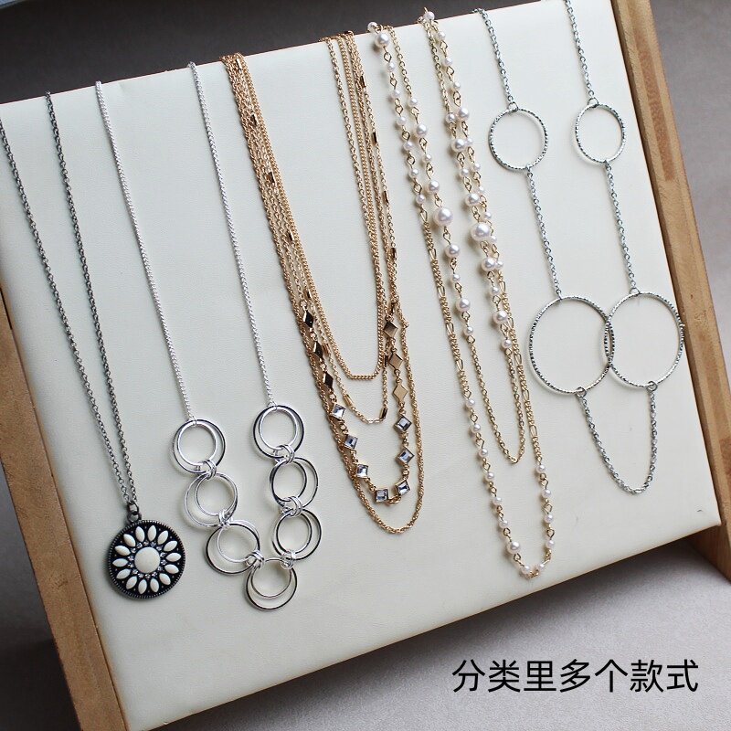 欧美风格新款金属几何体项链多层复古十字架潮流个性毛衣链锁骨链