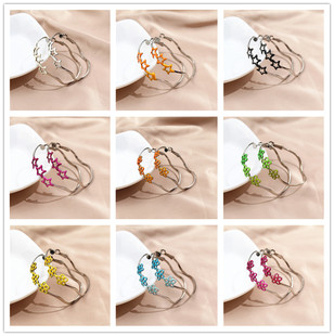 韩版 女耳钉耳饰 2020新潮耳环滴釉星星泫雅花朵波浪圈简约气质时尚