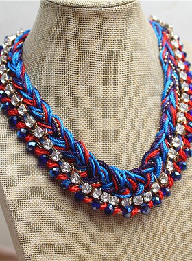 金属镀金女彩色绳编玻璃珠