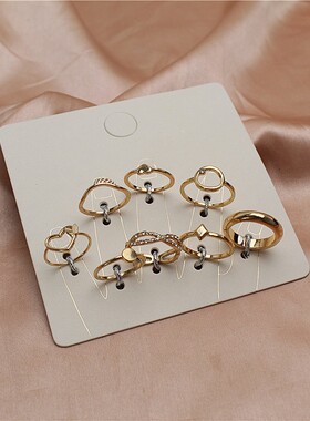 女金属镀金日韩套装戒指指环