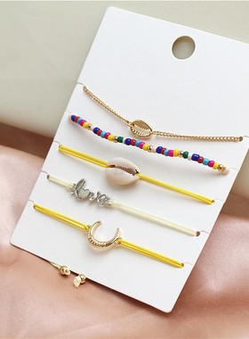 女绳编镀金日韩五条套装手链手饰