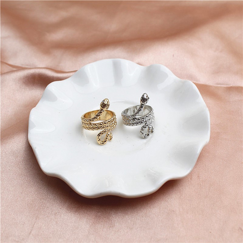 欧美风格新款金属镀金蛇形戒指潮流个性夸张时尚男女款蛇指环配饰