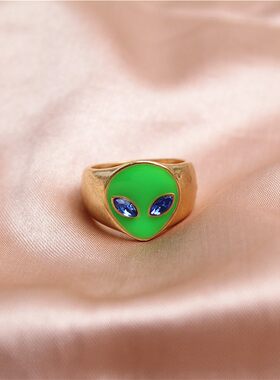女金属镀金欧美外星人戒指指环