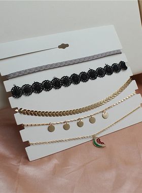 合金镶水钻金属镀金女套装项链