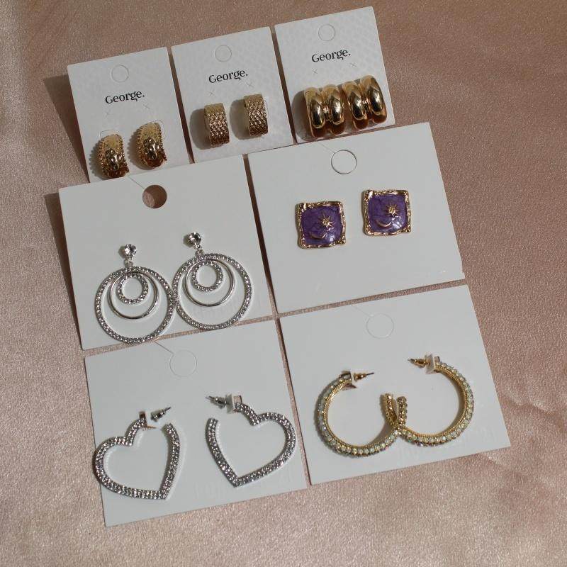 欧美风格新款耳环宽面C圈镂空雕花光亮面冷淡风气质简约个性耳钉